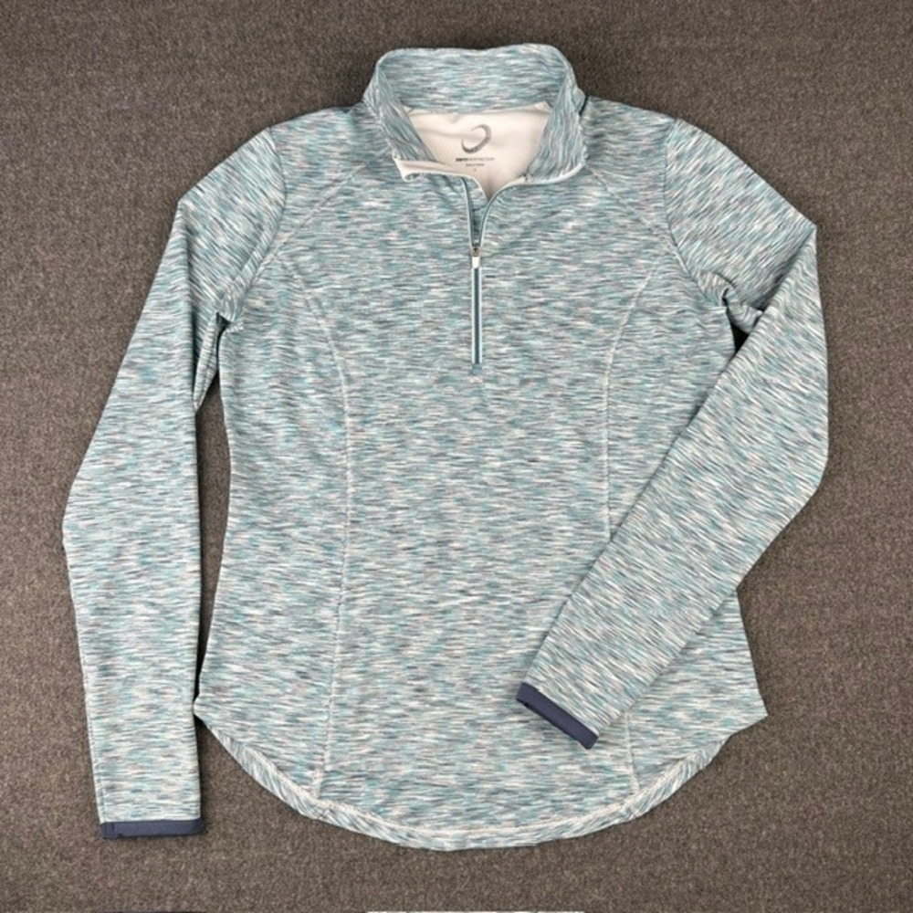 Zero Restriction Womens Space Dye Quarter Zip Pullover Blue White Small SP24-EE